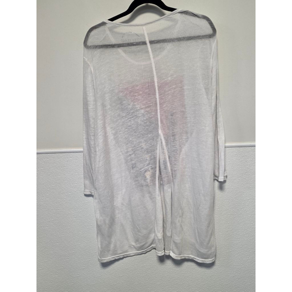 Women's Lucky Brand White Red Peacock Print Sheer‎ Short Sleeve Tee Plus Size 3X - Picture 7 of 9